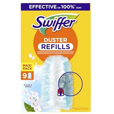 Swiffer Duster Set di ricariche con profumo Febreze, 54 unità (6 x 9), cattura e trattiene la polvere come un magnete, profumo a lunga durata, manico venduto separatamente Swiffer Duster Set di ricariche con profumo Febreze, 54 unità (6 x 9), cattura e trattiene la polvere come un magnete, profumo a lunga durata, manico venduto separatamente