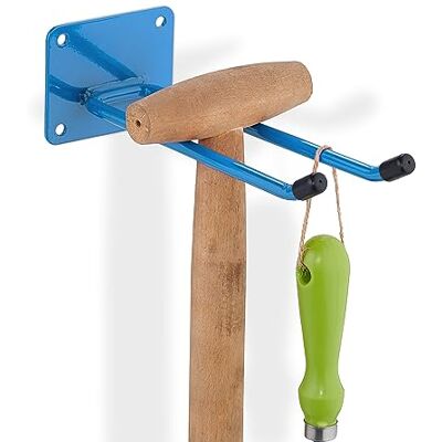 Relaxdays Gancio Porta Attrezzi da Giardino, L 24 cm, Appendi Scope e Accessori Giardinaggio, Portaoggetti Officina, Blu, 7,5 x 9 x 24 cm Relaxdays Gancio Porta Attrezzi da Giardino, L 24 cm, Appendi Scope e Accessori Giardinaggio, Portaoggetti Officina, Blu, 7,5 x 9 x 24 cm