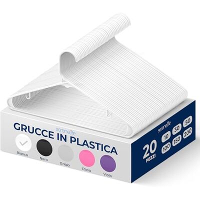 SereneLife Set di 20 Grucce Appendiabiti in Plastica, Antiscivolo, Stampelle Armadio Salvaspazio, Appendiabiti Resistenti per Camicie, Maglioni, Felpe, Abiti Bambini, Ultra-Sottili e Leggere SereneLife Set di 20 Grucce Appendiabiti in Plastica, Antiscivolo, Stampelle Armadio Salvaspazio, Appendiabiti Resistenti per Camicie, Maglioni, Felpe, Abiti Bambini, Ultra-Sottili e Leggere