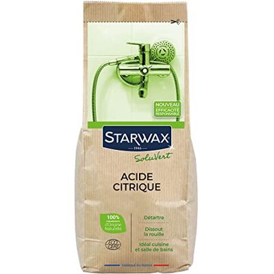 STARWAX SOLUVERT Acido citrico Elimina il calcare Scioglie la ruggine Ingredienti 100% di origine naturale 1 kg STARWAX SOLUVERT Acido citrico Elimina il calcare Scioglie la ruggine Ingredienti 100% di origine naturale 1 kg