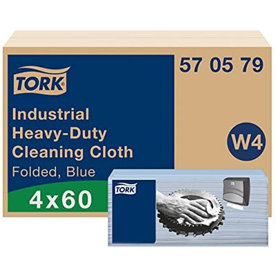 Tork Industrial Heavy-Duty Cleaning Cloth Blue W4, forte e assorbente, 4 x 60 panni, Tork Industrial Heavy-Duty Cleaning Cloth Blue W4, forte e assorbente, 4 x 60 panni,