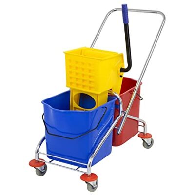 JANTEX Nextday Catering M880 Dual secchio strizzatore, 23 L, colore: blu/rosso JANTEX Nextday Catering M880 Dual secchio strizzatore, 23 L, colore: blu/rosso