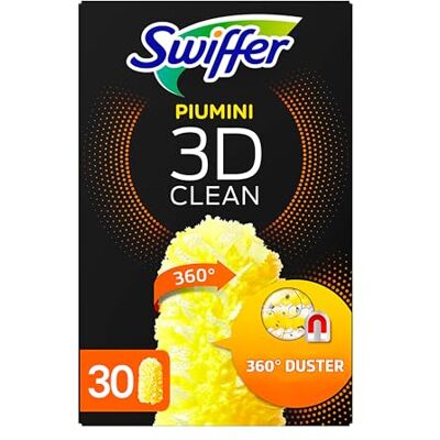 Swiffer 3D Clean Piumini Catturapolvere, 30 Piumini Duster, Migliaia Di Morbide Fibre Cattura Polvere E Sporco, Raggiunge I Punti Più Difficili Della Casa, Ottimo Per I Peli Di Animali, Maxi Formato Swiffer 3D Clean Piumini Catturapolvere, 30 Piumini Duster, Migliaia Di Morbide Fibre Cattura Polvere E Sporco, Raggiunge I Punti Più Difficili Della Casa, Ottimo Per I Peli Di Animali, Maxi Formato