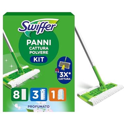 Swiffer Starter Kit Completo, Panni Catturapolvere, Lavapavimenti, Piumini Swiffer Starter Kit Completo, Panni Catturapolvere, Lavapavimenti, Piumini