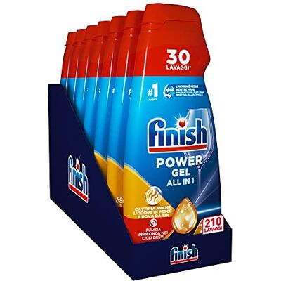 Finish Powergel Detersivo Lavastoviglie Anti Odore, Gel Lavastoviglie, 210 Lavaggi, 7 Confezioni da 30 Lavaggi Finish Powergel Detersivo Lavastoviglie Anti Odore, Gel Lavastoviglie, 210 Lavaggi, 7 Confezioni da 30 Lavaggi