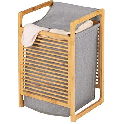 Wenko Nori Cesto portabiancheria in bambù, 43 litri, rimovibile, 40 x 60 x 35 cm, colore: Marrone/Grigio Wenko Nori Cesto portabiancheria in bambù, 43 litri, rimovibile, 40 x 60 x 35 cm, colore: Marrone/Grigio