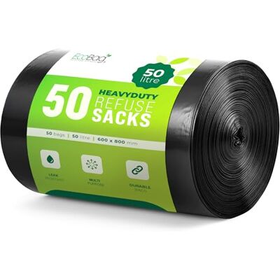 EcoBag Sacchi per rifiuti extra forti e resistenti, riciclabili, resistenti alle perdite, ecologici, durevoli, per uso domestico e commerciale, 33 micron EcoBag Sacchi per rifiuti extra forti e resistenti, riciclabili, resistenti alle perdite, ecologici, durevoli, per uso domestico e commerciale, 33 micron