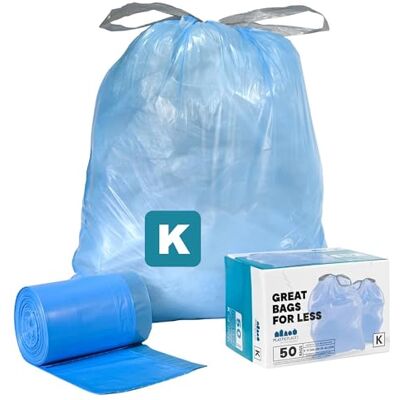 Plasticplace Code K Sacchetti per la raccolta differenziata con coulisse, compatibili con 50 pezzi, 38 litri, 62 x 71 cm, colore: Blu Plasticplace Code K Sacchetti per la raccolta differenziata con coulisse, compatibili con 50 pezzi, 38 litri, 62 x 71 cm, colore: Blu