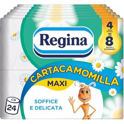 Regina Cartacamomilla, 24 Rotoli di Carta Igienica a 3 Veli Regina Cartacamomilla, 24 Rotoli di Carta Igienica a 3 Veli