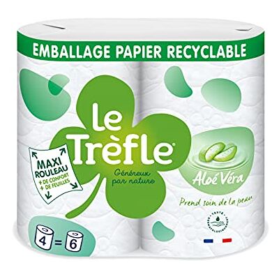 LE TREFLE Carta Igienica a Triplo Spessore con Aloe Vera - Confezione da 4 Maxi Rotoli LE TREFLE Carta Igienica a Triplo Spessore con Aloe Vera - Confezione da 4 Maxi Rotoli