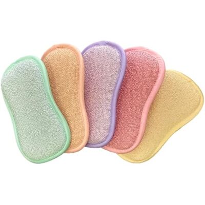 MYBO TV EPONGENIO Set di 5 spugne double face, riutilizzabili, lavabili in lavatrice, anti graffi e multisuperficie, colore pastello, 11 cm x 17 cm, vista in TV MYBO TV EPONGENIO Set di 5 spugne double face, riutilizzabili, lavabili in lavatrice, anti graffi e multisuperficie, colore pastello, 11 cm x 17 cm, vista in TV