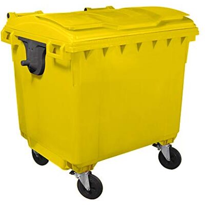 Mobil Plastic Cassonetto 4 ruote porta rifiuti immondizia lt. 1100 GIALLO Mobil Plastic Cassonetto 4 ruote porta rifiuti immondizia lt. 1100 GIALLO