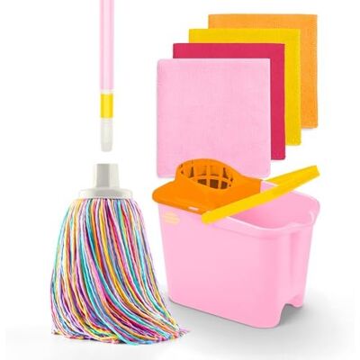 Genius Happy Rainbow Mocio con Manico Pieghevole, Secchio e 4 Panni in Microfibra Riciclata Set di Pulizia Sostenibile per Casa, Pavimenti e Tutti i Tipi di Superfici Genius Happy Rainbow Mocio con Manico Pieghevole, Secchio e 4 Panni in Microfibra Riciclata Set di Pulizia Sostenibile per Casa, Pavimenti e Tutti i Tipi di Superfici