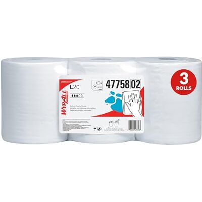 Wypall L20 uso limitato Wipers (), center-pull rotoli, bianco, veli, 3 rotoli, 550 salviette/rotolo Wypall L20 uso limitato Wipers (), center-pull rotoli, bianco, veli, 3 rotoli, 550 salviette/rotolo