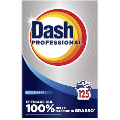 Dash Professional Classico, Detersivo Lavatrice Polvere Professionale, 125 lavaggi, 6.25kg, Efficace su tutti i tipi di macchie grasse, Bianco Straordinario, Per Bucato Professionale Dash Professional Classico, Detersivo Lavatrice Polvere Professionale, 125 lavaggi, 6.25kg, Efficace su tutti i tipi di macchie grasse, Bianco Straordinario, Per Bucato Professionale