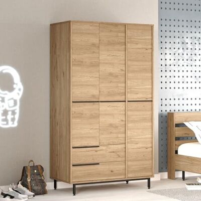 Dmora Guardaroba 3 Ante Orvara 112x55 cm Marrone Rovere 5 Ripiani 2 Cassetti, Armadio Camera da Letto Appendiabiti Dmora Guardaroba 3 Ante Orvara 112x55 cm Marrone Rovere 5 Ripiani 2 Cassetti, Armadio Camera da Letto Appendiabiti