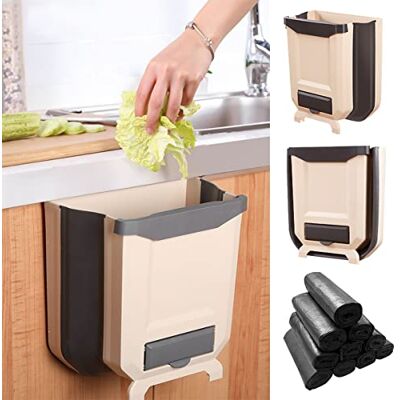 Barrageon Pieghevole Pattumiera da cucina, pensile, bidoni della spazzatura, piegati, cestini, casa, sospesa, incasso, porta armadio, cassetto, durevole, 8 l, con 00 sacchetti per la spazzatura Barrageon Pieghevole Pattumiera da cucina, pensile, bidoni della spazzatura, piegati, cestini, casa, sospesa, incasso, porta armadio, cassetto, durevole, 8 l, con 00 sacchetti per la spazzatura