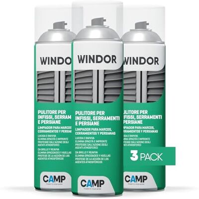 CAMP Windor Spray Pulitore Ravvivante Protettivo, Pulisci Persiane, Finestre, Infissi e Serramenti in PVC Ideale per Lucidare e Ravvivare le Superfici Non Lascia Residui, Made in Italy, 3x500 ml CAMP Windor Spray Pulitore Ravvivante Protettivo, Pulisci Persiane, Finestre, Infissi e Serramenti in PVC Ideale per Lucidare e Ravvivare le Superfici Non Lascia Residui, Made in Italy, 3x500 ml