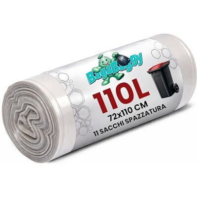 Bottari Italy Bag&Baggy 11 Sacchi Spazzatura Heavy-Duty 72x110 cm 110 Litri, Ultra-Resistenti in LDPE, Colore Ambra Compatibili con Bidoni da 100-120L 11 Pezzi (1 Rotolo) Bottari Italy Bag&Baggy 11 Sacchi Spazzatura Heavy-Duty 72x110 cm 110 Litri, Ultra-Resistenti in LDPE, Colore Ambra Compatibili con Bidoni da 100-120L 11 Pezzi (1 Rotolo)