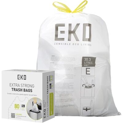 EKO Sacchetti per Pattumiera con Laccio Codice E 25-35 L, 80 Pezzi EKO Sacchetti per Pattumiera con Laccio Codice E 25-35 L, 80 Pezzi