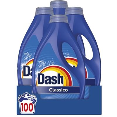Dash Power Detersivo Liquido Lavatrice, 100 Lavaggi (4x25), Classico, Rimuove Le Macchie, Igienizza, Brillantezza Per I Capi Dash Power Detersivo Liquido Lavatrice, 100 Lavaggi (4x25), Classico, Rimuove Le Macchie, Igienizza, Brillantezza Per I Capi