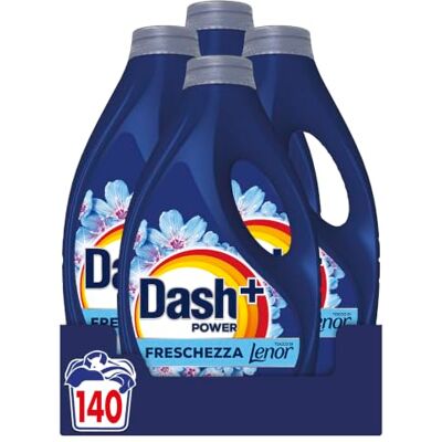 Dash Power Detersivo Liquido Lavatrice, 140 Lavaggi (4x35), Freschezza Di Lenor, Risveglio Primaverile, rimuove addirittura gli odori di sudore vecchi di 7 giorni, per una pulizia impeccabile Dash Power Detersivo Liquido Lavatrice, 140 Lavaggi (4x35), Freschezza Di Lenor, Risveglio Primaverile, rimuove addirittura gli odori di sudore vecchi di 7 giorni, per una pulizia impeccabile