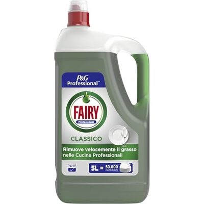 Fairy PRO Original Detersivo Liquido, 5L Lava fino a 50.000 Piatti, 100% Efficace sulle Macchie di Grasso Trovate nelle Cucine Professionali, Conforme HACCP Fairy PRO Original Detersivo Liquido, 5L Lava fino a 50.000 Piatti, 100% Efficace sulle Macchie di Grasso Trovate nelle Cucine Professionali, Conforme HACCP