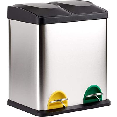 KITCHEN MOVE Pattumiera da cucina a pedale differenziata 40 L (2x20 L) in acciaio inox con secchio KITCHEN MOVE Pattumiera da cucina a pedale differenziata 40 L (2x20 L) in acciaio inox con secchio