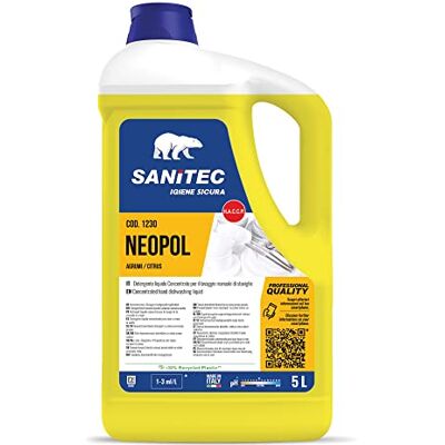 SANITEC igiene sicura Neopol piatti gel, detergente ultraconcentrato per il lavaggio manuale delle stoviglie, 5 kg Agrumi SANITEC igiene sicura Neopol piatti gel, detergente ultraconcentrato per il lavaggio manuale delle stoviglie, 5 kg Agrumi