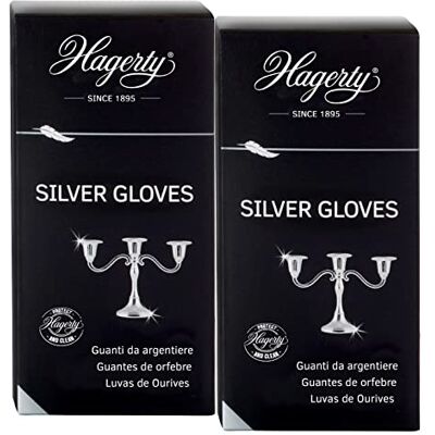 Hagerty 2x Silver Gloves Guanti in Cotone da Argentiere Impregnati per Pulizia Argento Argenteria e Metalli Argentati o Placcati in Argento 2 Paia Hagerty 2x Silver Gloves Guanti in Cotone da Argentiere Impregnati per Pulizia Argento Argenteria e Metalli Argentati o Placcati in Argento 2 Paia