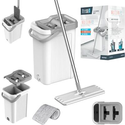 teesa Mocio per la pulizia New Clean R19 secchio piatto a doppia camera 7,5 L grigio teesa Mocio per la pulizia New Clean R19 secchio piatto a doppia camera 7,5 L grigio