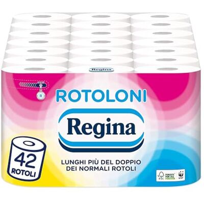 Regina Rotoloni, Carta Igienica 42 Rotoli + In regalo una confezione di Fazzoletti di Cuori 10P Regina Rotoloni, Carta Igienica 42 Rotoli + In regalo una confezione di Fazzoletti di Cuori 10P