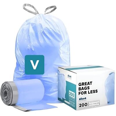 Plasticplace Code V Compatible (200 pezzi) Sacchetti per riciclaggio blu con coulisse per bidoni della spazzatura 4,2-4,8 galloni / 16-18 litri 37,5 x 71,1 cm Plasticplace Code V Compatible (200 pezzi) Sacchetti per riciclaggio blu con coulisse per bidoni della spazzatura 4,2-4,8 galloni / 16-18 litri 37,5 x 71,1 cm