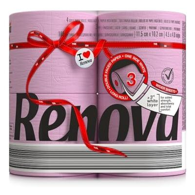 Renova , carta igienica, Confezione da 5 x 4 rotoli Rosa Renova , carta igienica, Confezione da 5 x 4 rotoli Rosa