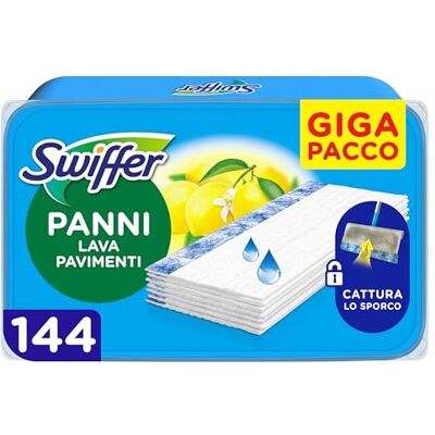Swiffer Wet Lavapavimenti, Adatto a Tutti i Pavimenti, 144 Panni Umidi Swiffer Wet Lavapavimenti, Adatto a Tutti i Pavimenti, 144 Panni Umidi