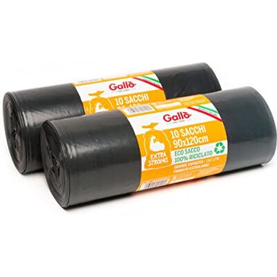 GALLO , 20 Sacchi XXLper Raccolta Rifiuti, Extra Resistenza, 90x120cm, Nero GALLO , 20 Sacchi XXLper Raccolta Rifiuti, Extra Resistenza, 90x120cm, Nero