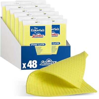 Spontex The Essentials Panni spugna Panni super assorbenti per pulire e spolverare 100% cellulosa certificata PEFC Confezione da 12 x 4 (totale 48) Spontex The Essentials Panni spugna Panni super assorbenti per pulire e spolverare 100% cellulosa certificata PEFC Confezione da 12 x 4 (totale 48)