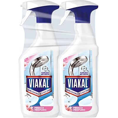 VIAKAL Fresco Profumo Spray Anticalcare, 2 Confezioni da 670ml, Fragranza Rosa di Primavera, Elimina Fino Al 100% Di Calcare e Residui di Sapone, Combatte i Cattivi Odori VIAKAL Fresco Profumo Spray Anticalcare, 2 Confezioni da 670ml, Fragranza Rosa di Primavera, Elimina Fino Al 100% Di Calcare e Residui di Sapone, Combatte i Cattivi Odori