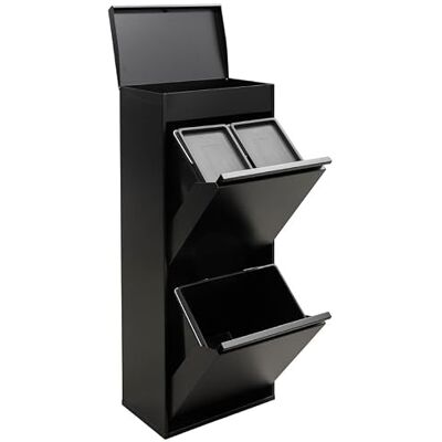 ARREGUI Top CR426-B Pattumiera per Raccolta Differenziata 3 Secchi Mobile d'Acciao per Differenziata 11+11+23 L (45 L) con Secchi per la Plastica e Rifiuti Organici Nero ARREGUI Top CR426-B Pattumiera per Raccolta Differenziata 3 Secchi Mobile d'Acciao per Differenziata 11+11+23 L (45 L) con Secchi per la Plastica e Rifiuti Organici Nero