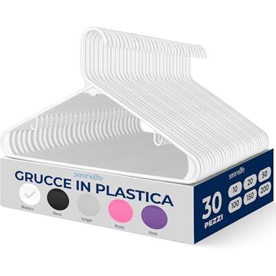 SereneLife Set di 30 Grucce Appendiabiti in Plastica, Antiscivolo, Stampelle Armadio Salvaspazio e Appendiabiti Ultra Sottili per Camicie, Maglioni, Felpe e Abiti SereneLife Set di 30 Grucce Appendiabiti in Plastica, Antiscivolo, Stampelle Armadio Salvaspazio e Appendiabiti Ultra Sottili per Camicie, Maglioni, Felpe e Abiti