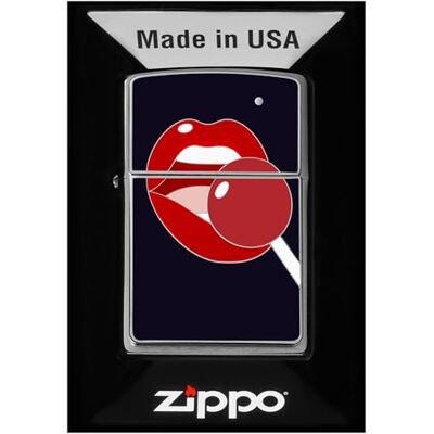 Zippo Accendino da tempesta – Lollipop Navy, cromato spazzolato, emblema – Ricaricabile – Design antivento – Confezione regalo – Made in USA Zippo Accendino da tempesta – Lollipop Navy, cromato spazzolato, emblema – Ricaricabile – Design antivento – Confezione regalo – Made in USA