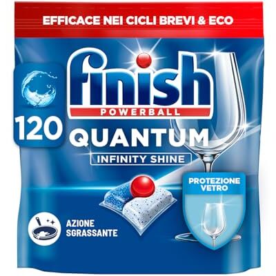 Finish Quantum Infinity Shine Pastiglie Lavastoviglie, 120 Capsule Lavastoviglie, Detergenti per Lavastoviglie per una Pulizia e Brillantezza Efficace Finish Quantum Infinity Shine Pastiglie Lavastoviglie, 120 Capsule Lavastoviglie, Detergenti per Lavastoviglie per una Pulizia e Brillantezza Efficace