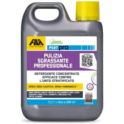 FILA Surface Care Solutions , PS87 PRO, Detergente Pulizia Pavimenti Professionale, Sgrassatore Universale, Alto Potere Decerante Smacchiante, Adatto a Gres Porcellanato Effetto Legno, 1L FILA Surface Care Solutions , PS87 PRO, Detergente Pulizia Pavimenti Professionale, Sgrassatore Universale, Alto Potere Decerante Smacchiante, Adatto a Gres Porcellanato Effetto Legno, 1L