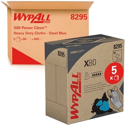 Wypall Panni per la pulizia X80 Power Clean azzurri Panni riutilizzabili 5 POP-UP Box da 80 panni assorbenti azzurri (totale 400) Wypall Panni per la pulizia X80 Power Clean azzurri Panni riutilizzabili 5 POP-UP Box da 80 panni assorbenti azzurri (totale 400)