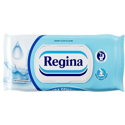Regina Carta igienica idratata ultra sensibile, 12 confezioni da 42 fogli, con pantenolo, cura delicata, risciacquabile, ipoallergenica e inodore, con pH neutro, senza alcol Regina Carta igienica idratata ultra sensibile, 12 confezioni da 42 fogli, con pantenolo, cura delicata, risciacquabile, ipoallergenica e inodore, con pH neutro, senza alcol