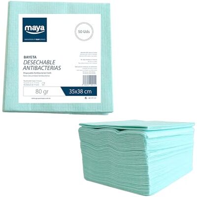 Maya 07131 Salviette antibatteriche usa e getta, 80 g/m2, 50 unità Maya 07131 Salviette antibatteriche usa e getta, 80 g/m2, 50 unità