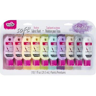 Tulip Colori per Tessuti Morbida 10 pz Colori Pastello 29,5 ml per Dipingere su Tessuti, Colorare Poliestere e Decorare Stoffa Tintura per Tessuti per Chiari a Rapida Asciugatura Atossica Tulip Colori per Tessuti Morbida 10 pz Colori Pastello 29,5 ml per Dipingere su Tessuti, Colorare Poliestere e Decorare Stoffa Tintura per Tessuti per Chiari a Rapida Asciugatura Atossica