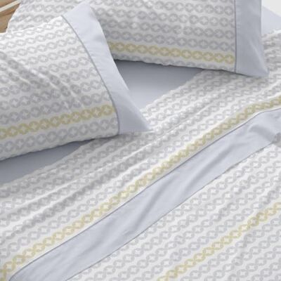 Blanco Set di Lenzuola, Cotone, 50% Poliestere, Blu, Ancho de 90 Blanco Set di Lenzuola, Cotone, 50% Poliestere, Blu, Ancho de 90
