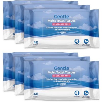 by Amazon Carta igienica delicata e umida, inodore, fine a filo, Senza profumazione, 240 pezzi (6 confezioni da 40) by Amazon Carta igienica delicata e umida, inodore, fine a filo, Senza profumazione, 240 pezzi (6 confezioni da 40)
