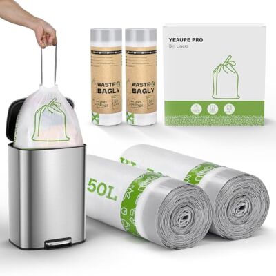 YEAUPE PRO Sacchetti Spazzatura XL 66 x 78 cm per Pattumiere da Cucina 50L, Sacchi Rifiuti in PE Resistenti con Coulisse, Antistrappo e Anti Perdite, Bianchi, 2 Rotoli x 15 Sacchetti (30 Pezzi) YEAUPE PRO Sacchetti Spazzatura XL 66 x 78 cm per Pattumiere da Cucina 50L, Sacchi Rifiuti in PE Resistenti con Coulisse, Antistrappo e Anti Perdite, Bianchi, 2 Rotoli x 15 Sacchetti (30 Pezzi)